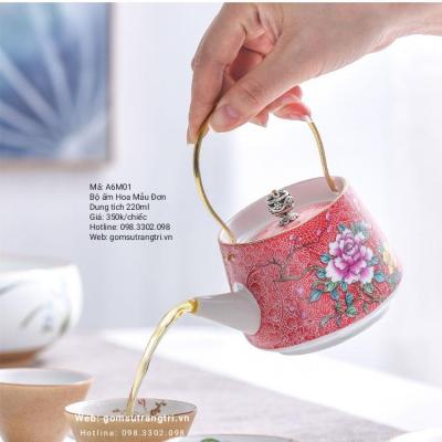 Bộ Ấm Hoa Mẫu Đơn 6 mầu